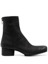 Uma Wang 45mm Zip-up Leather Ankle Boots In Black