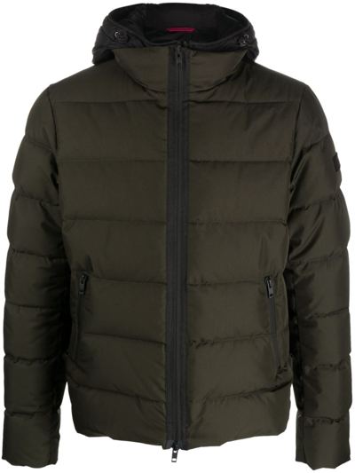 Fay Zip-up Padded Hooded Jacket In Green