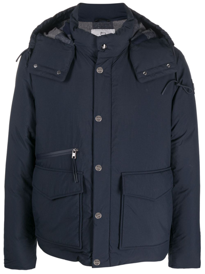 Woolrich Drawstring-hooded Padded Jacket In Blue
