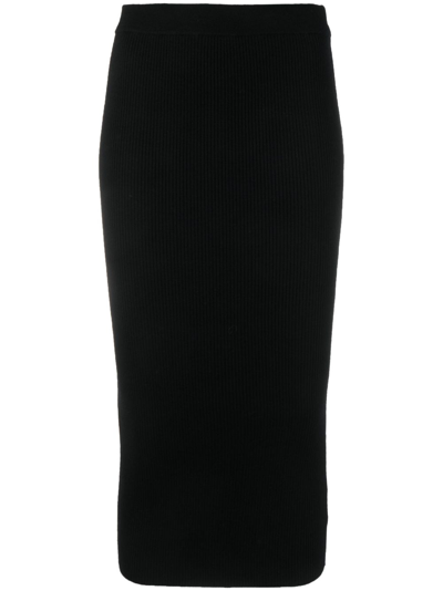 Michael Michael Kors Rib-knit Pencil Skirt In Black