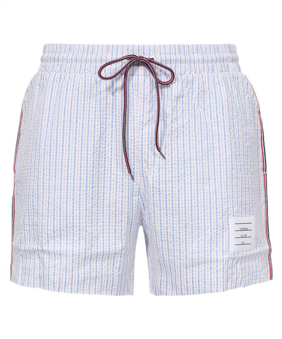 Thom Browne Printed Swim Shorts In Blue