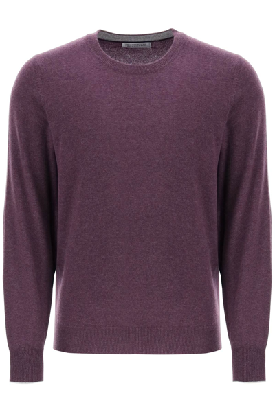 Brunello Cucinelli Cashmere Crewneck Sweater In Purple