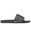 BURBERRY CHECK COTTON AND MESH SLIDES