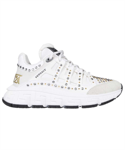 Versace Trigreca Chunky Sneakers In Bianco E Oro