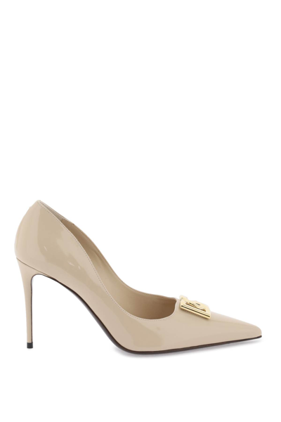 Dolce & Gabbana Patent Leather Pumps In Beige