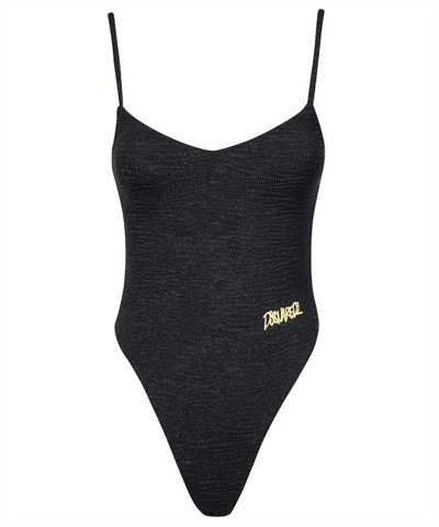 Dsquared2 Micro String One-piece Swimsuit In Black