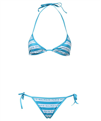 Balmain Triangle Swimsuit In Blue