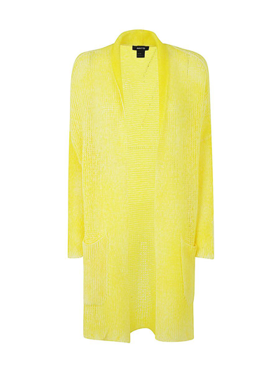 Avant Toi Brushed Cashmere Light Shawl Over Cardigan In Yellow &amp; Orange