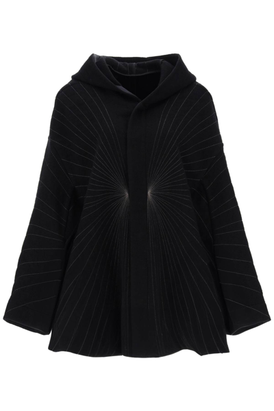 Rick Owens Peter Coat With Radiance Embroidery In Black