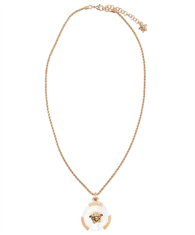 Versace La Medusa Mother Of Pearl Necklace In White