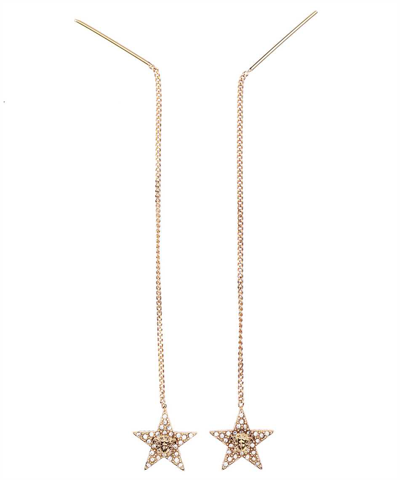 Versace Star & Crystal Medusa Earrings In Gold