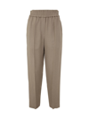 Brunello Cucinelli Elastic Band Pants In Brown
