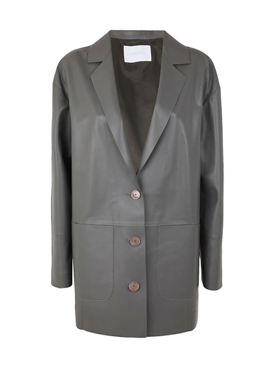 Drm Boxy Leather Blazer In Green