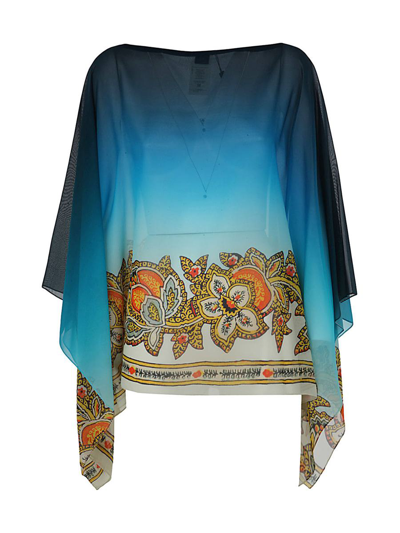 Etro Top With Colour Shading And Floral Patterns In Blue