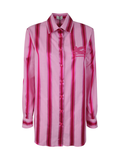 Etro Rose Striped Shirt In Multicolour