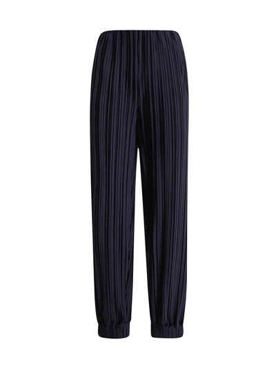 Giorgio Armani Slim Fit Pleated Trousers In Blue