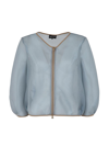 Giorgio Armani Silk Viscose Zipped Jacket In Blue