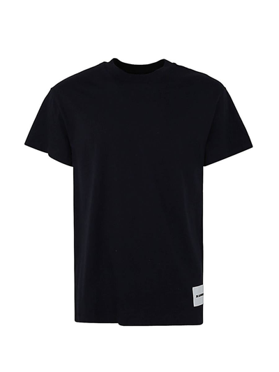 Jil Sander Black T-shirt Three-pack In Cotton With Logo Patch At The Bottom Man