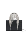 Kara Midi Crystal Fringe Tote Bags In Black