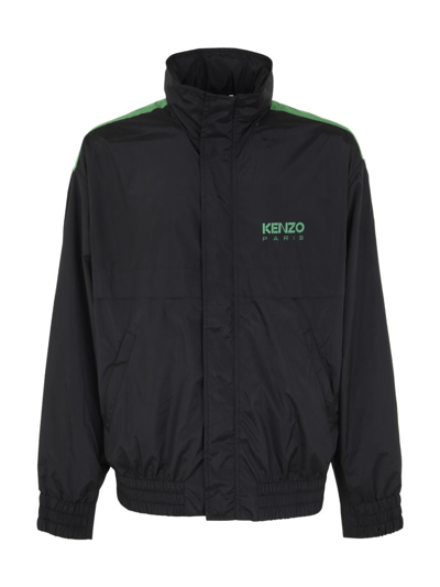 Kenzo Logo-print High Neck Windbreaker In Black