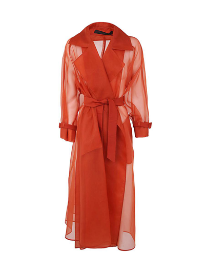 Max Mara Rauche Organdy Coat In Yellow &amp; Orange
