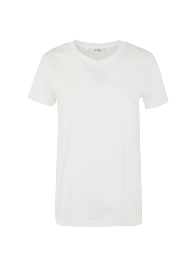 Max Mara Logo-embroidered Cotton T-shirt In White