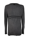 Md75 Striped Round Neck Pullover In Grey