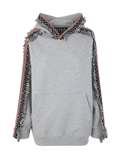 Ritos Oversize Hoodie With Fringes In Grey