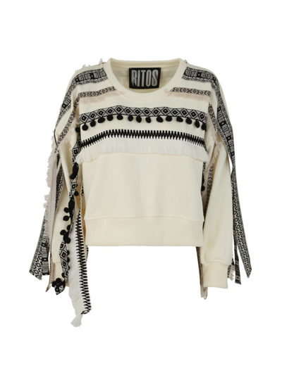 Ritos Cropped Sweater With Tentacles In White