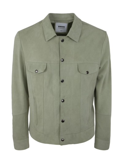 Sword 6.6.44 "balmain Paris" Cropped Roundneck Sweater In Green