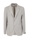 Tagliatore Linen Wool Mat Effects Single Breasted Jacket In Grey