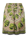 Versace Masks Knee Length Graphic Print Shorts In Multicolour