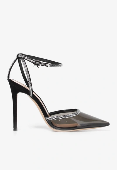 Gianvito Rossi 105 Crystal-embellished Plexiglass Pumps In Black