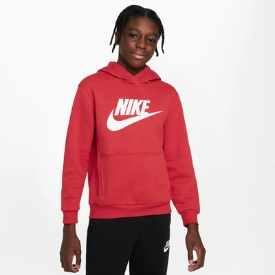 Nike Kids' Boys  Nsw Club Hbr Fleece Hoodie In University Red/white