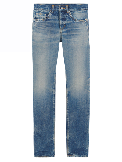 Saint Laurent Woman Denim Jeans In Hydrangea Blue