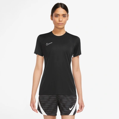 Nike Dri-fit Academy Short-sleeve Football Top Womens In Black/white