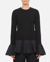 Jw Anderson Contrast Woven Hem Top In Black