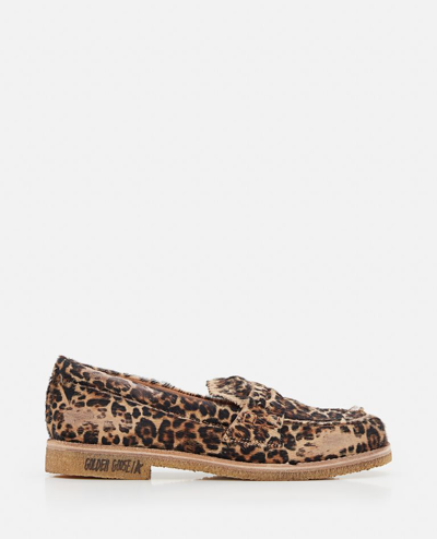 Golden Goose Leopard-print Round-toe Loafers In Brown