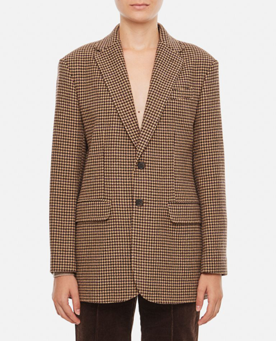 Polo Ralph Lauren Single-breasted Houndstooth-pattern Blazer In Brown Houndstooth