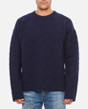 Bottega Veneta 3d Intreccio Crewneck Wool Sweater In Blue