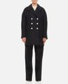 Lanvin Sophisticated Woolen Double-breasted Coat With Peak Lapels In Black