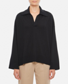 Bottega Veneta Stretch Cotton Blend Polo Shirt With Ribbed Texture In Black