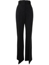 Balmain Hw Lurex Striped Straight Pants In Black