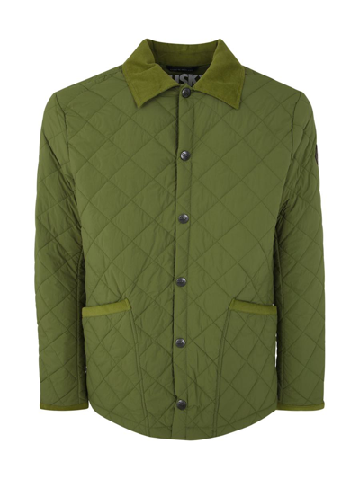 Husky Relaxed Fit Polo With 4 Bar In Fine Merino Wool In Green