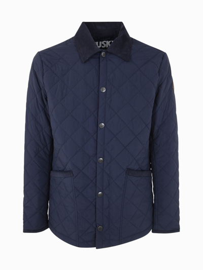 Husky Relaxed Fit Pullover With 4 Bar In Fine Merino Wool In Blue