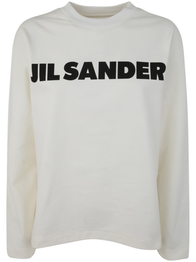 JIL SANDER JIL SANDER CREW NECK LONG SLEEVES T-SHIRT WITH RIBBED COLLAR AND PRINTED LOGO ON THE FRONT CLOTHING