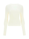 Low Classic Ribbed Knit Boat-neck Knitted Top In White
