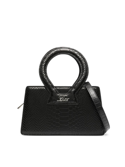 Luar Small Ana Embossed Python Top Handle Bag In Black