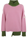 Marni Loose Fit Crew Neck Sweater With Asymmetric Hem In Pink
