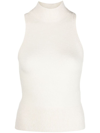 Patou Wool Turtle Neck Sleeveless Sweater In White